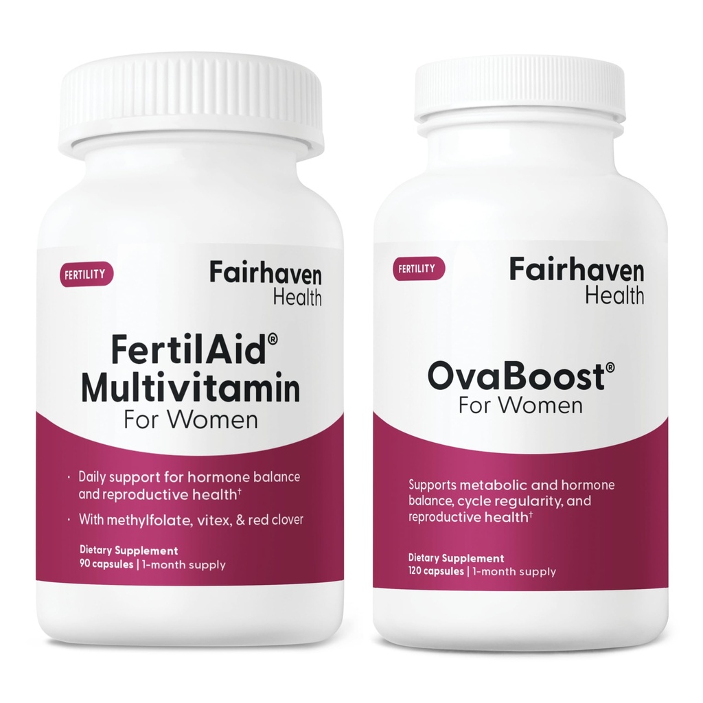 Kadınlar ve Ovaboost Combo için Fertness Supplement & Natural Ferttitude Vitamin with Myo-Inositol, Vitex & Vitamins to Support Ovulation, Regularity & Egg Quality, 1 Ay Supply