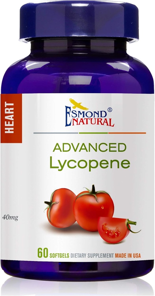 (3 Pack) Esmond Natural: Gelişmiş Lycopene (Depres Prostate and Heart Health), GMP, Natural Product Assn Sertifikalı, ABD'de Yapılan - 40 mg, 180 Softgels