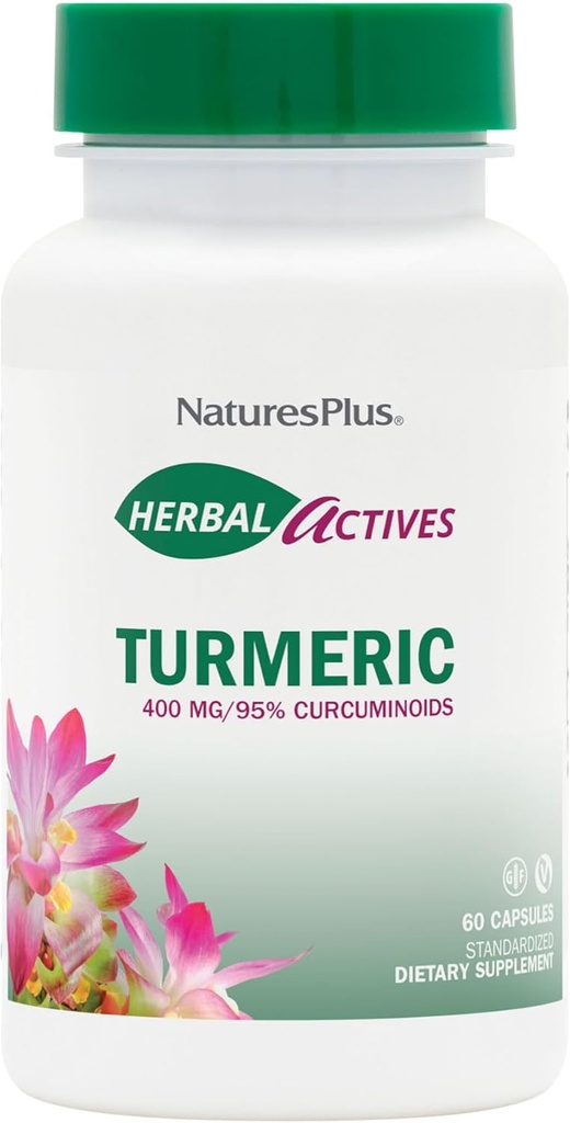 Natures Plus Herbal Actives Turmeric - 400 mg,% 95 Curcumin, 60 Vegan Capsules - Vegetarian, Gluten-Free - 60 Hizmet