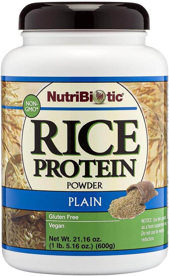 NutriBiotic – Plain Rice Protein, 1 Lb 5 oz (600g) - Low Carb, Keto-Friendly, Vegan, Raw Protein Powder - Grown & Processed Without Chemicals, GMOs or Gluten - Easy to Digest & Nutrient-Rich