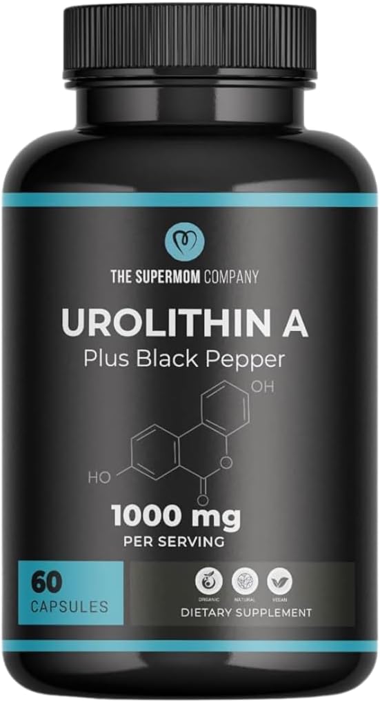 Urolithin A Plus Black Pepper Diyetary Supplement - hizmet başına 1000 mg, 60 Sebze Capsules