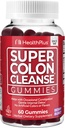 Υγεία Plus Super Colon Cleanse Gummies 15 Ημέρα προσφοράς του Gentle Overnight Ανακούφιση από την περιστασιακή δυσκοιλιότητα, φυσικό εκχύλισμα φύλλων Senna, συμπλήρωμα διατροφής, μικτή γεύση μούρου, 60 κόμης