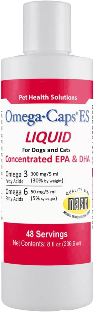 Köpekler ve Cats Yüksek Potency Omega-3 ve Omega-6 Fatty Asits Yoğun EPA ve DHA Fish Oil Supplement Vet Formulated ABD Skin Coat Ortak ve Kalp Sağlığı 8 fl oz 48 Servisler