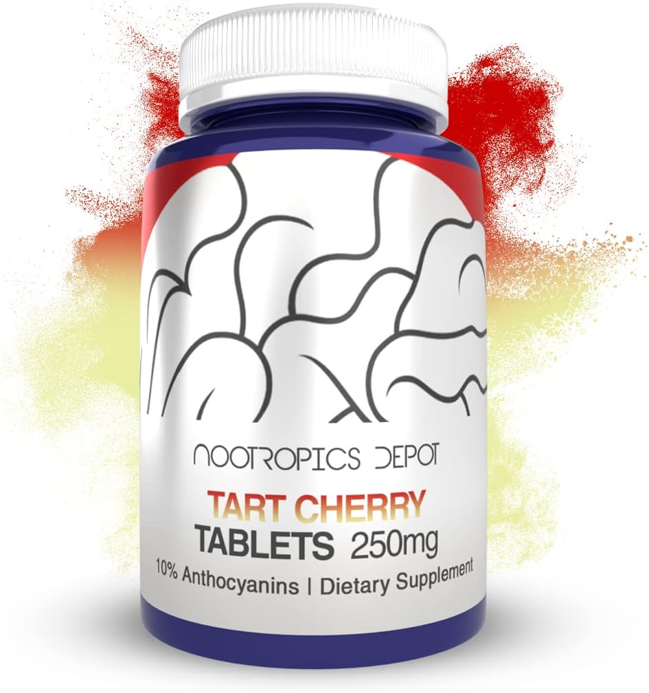 Nootropics Depot Tart Cherry Extract Tabletleri | 250 mg | 60 Count | 10% Anthocyanins | Destekler Dengeli Oxidation & Inflammation Levels | Fiziksel Kuvvet & Enerjiyi Destekler |