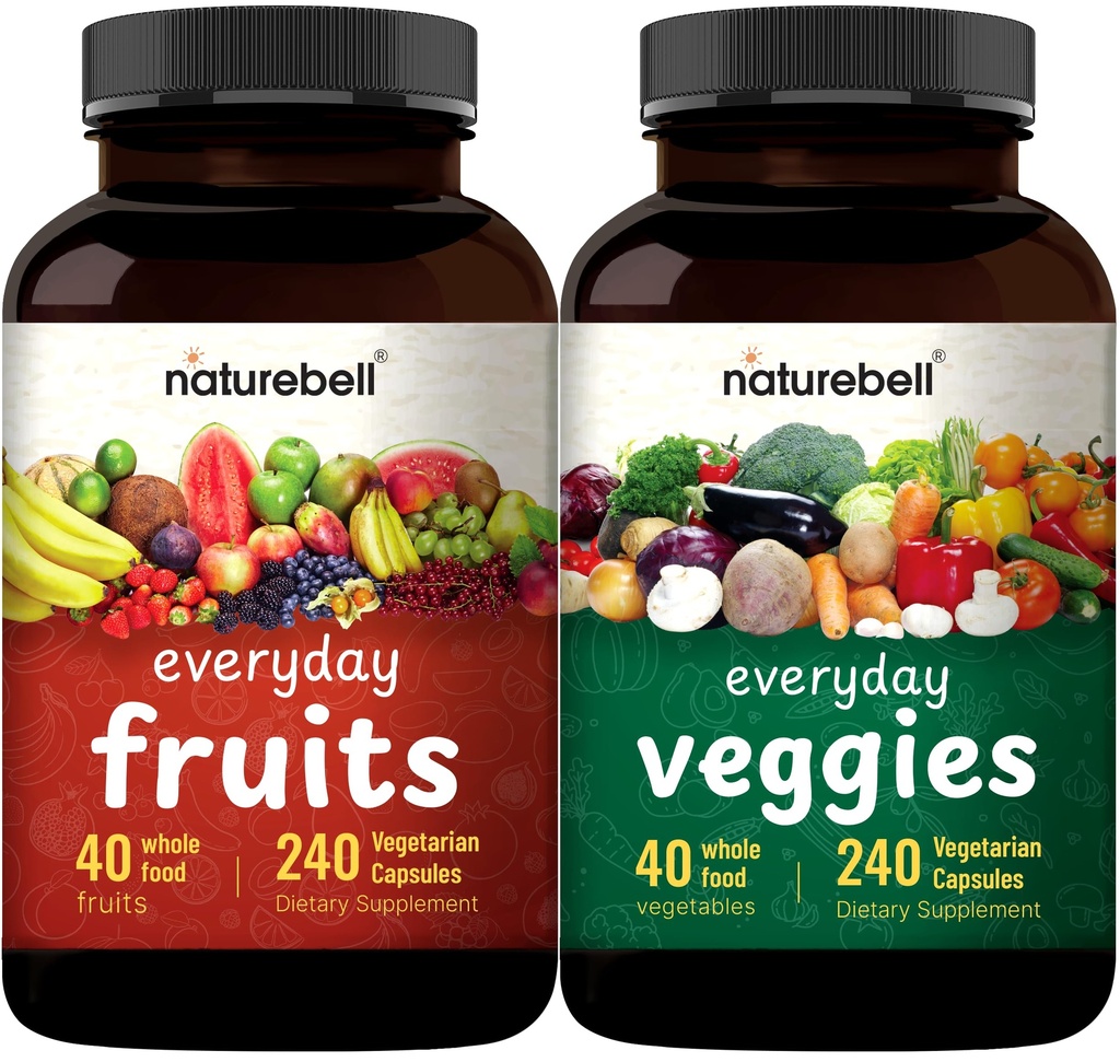 Meyve ve Veggies Supplement - 480 Total Vegetarian Capsules | Natural 40 Whole Fruits & Veggies Mix | Fresh Superfood Formula with Vitamins and Minerals – Non-GMOMO