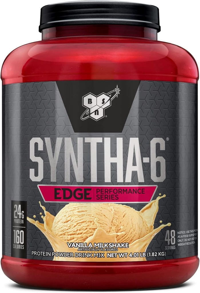 BSN SYNTHA-6 Edge proteini Toz, Vanilla proteini Toz, Hydrolyzed Whey, Micellar Casein, Süt Protein Isolate, Low Sugar, 24g Protein, Vanilla Milkshake, 48 Hizmetler