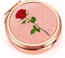 Dynippy Pill Case Pill Box with Mirror Pocket 3 Karşılaştırmalı Tıp Davası Pill Organizer for Pocket Purse and Travel (Round, Rose Gold-Rose)