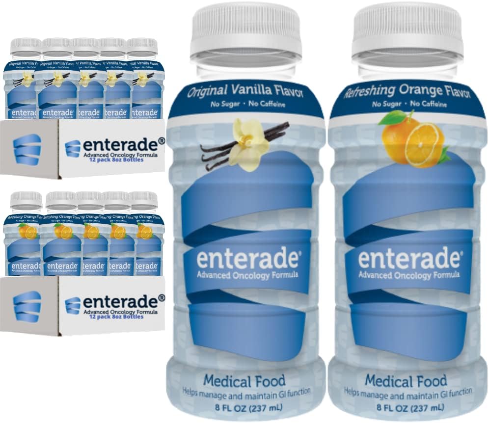 Enterade AO 24 μπουκάλια Orange και Vanilla Bundle, ειδικά σχεδιασμένα για να μειώσει τις παρενέργειες GI θεραπεία, 8oz πορτοκαλί (1 πακέτο των 12) + 8oz βανίλια (1 συσκευασία των 12)