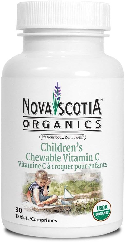 Nova Scotia Organics Children's Chewable Vitamin C (30 Chewable Tabletler); sertifikalı Organik; Vegan, Organik Acerolages
