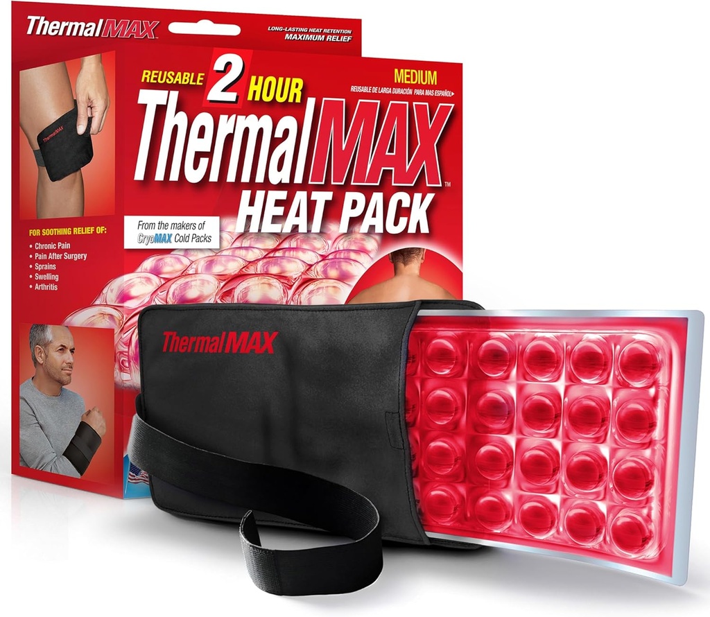 TermalMax Reusable Heat Pack - Long-Lasting, Up to 2 Hours of Treatment Heat, Fast-Heating Relief, with Atıcıs, Best For Pain Relief, Muscle Comfort, Diz, Back, Hip Surgery - Medium