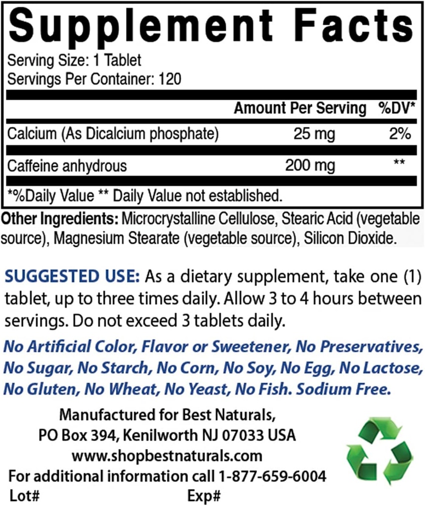 Best Naturals Caffeine 200mg & Betaine Anhydrous Powder 1 Pound