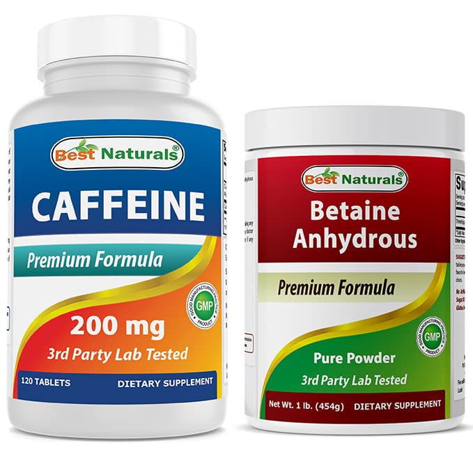 En İyi Doğallar Caffeine 200 mg & Betaine Anhidrus Toz 1 Pound