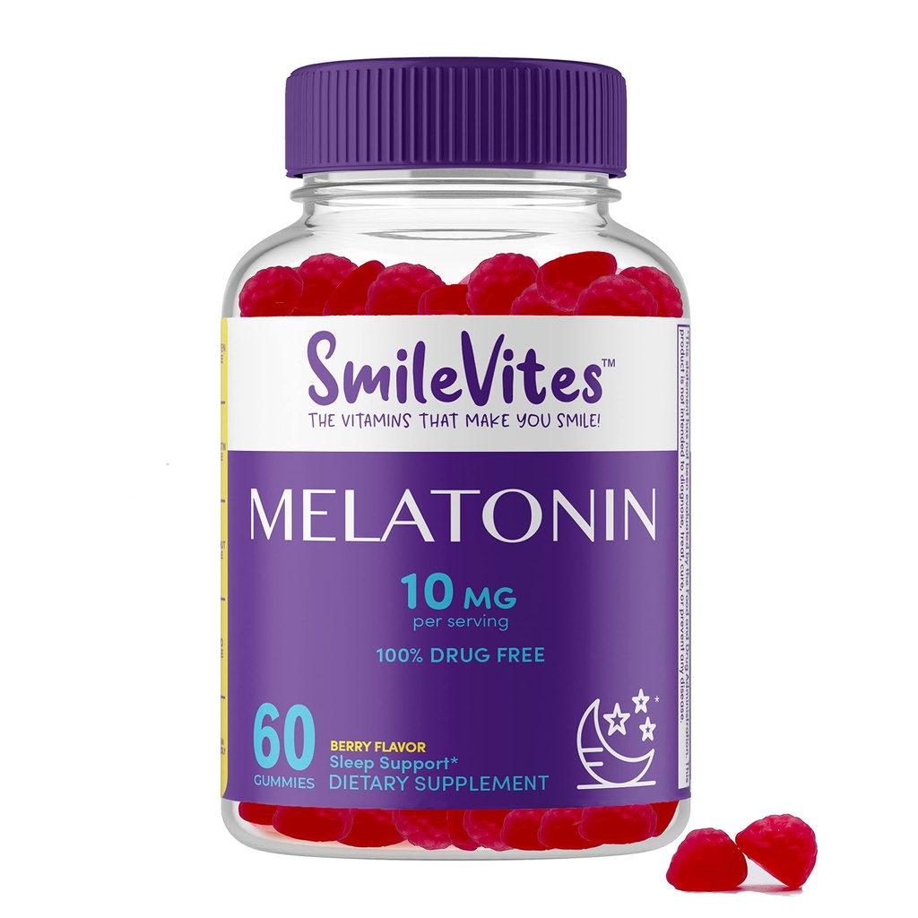 Heartland Pharma Melatonin Gummies 10mg |% 100 Drug-Free Sleep Aid | Supports Restful Sleep & Relaxation | Non-Habit Form | Berry Flavor | 60