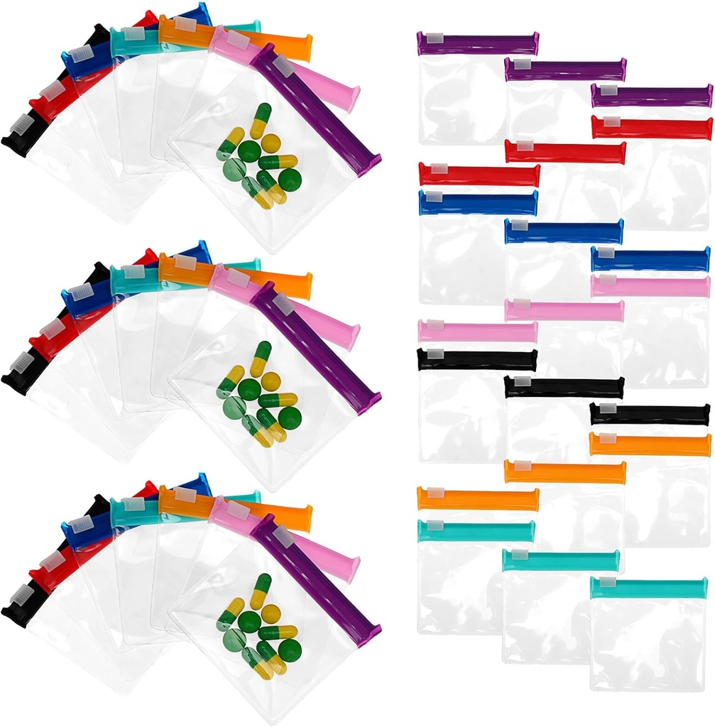 21 PCS Τσάντες χαπιών Zippered Repperable Clear Medicine Pill Organizer Τσάντα Colorful Travel Portable Seal Mini Pill Storage Pouches Containers for 7 Day Daily Travel Supplement Προμήθειες