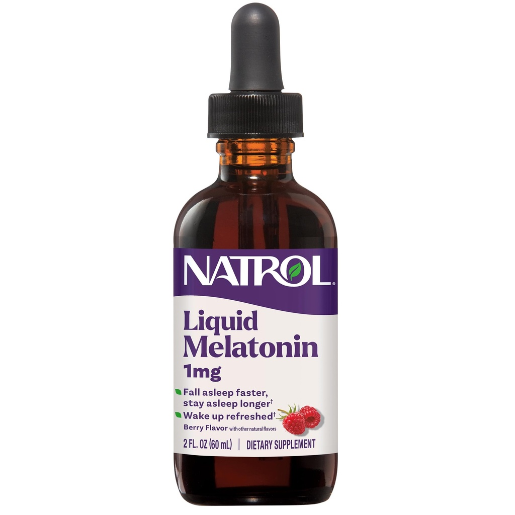 Natrol Sıvı Melatonin 1 mg, Yetişkin Melatonin Supplement to Fall Asleep Faster and Stay Asleep Longer, Wake Up Reneed, 2 FL OZ Berry-Flavored Liquid, 15 Servisler