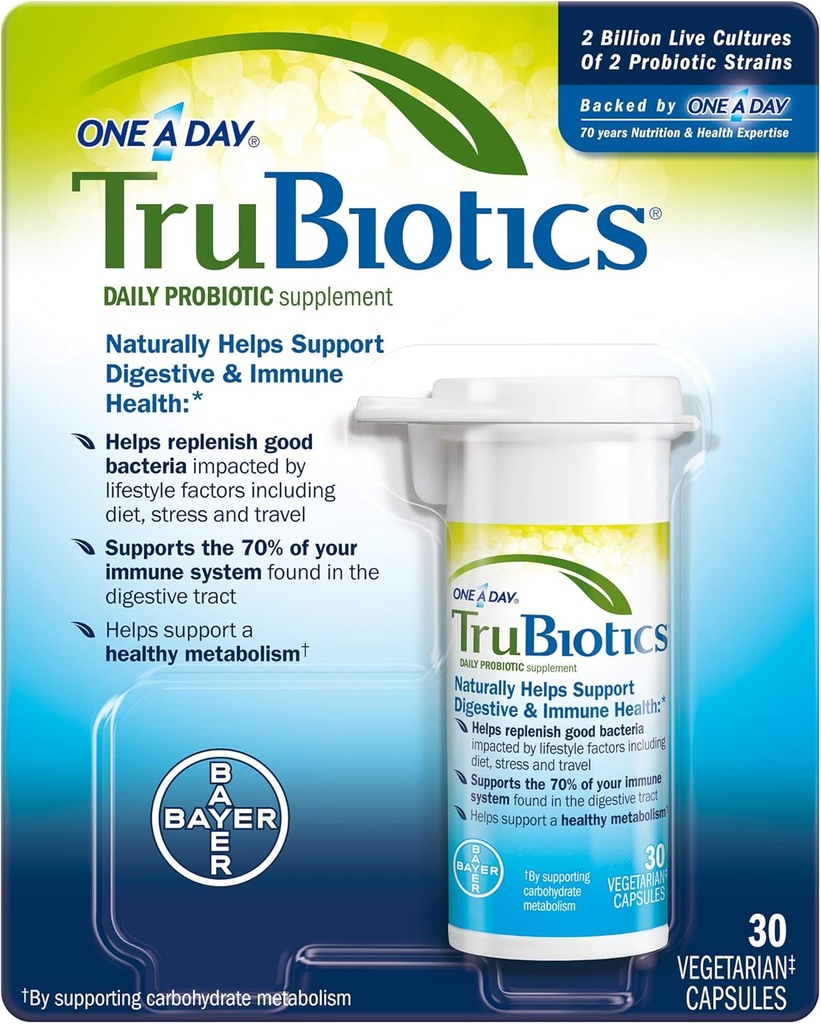 TruBiotics Daily Probiyotik 30 Capsules - Gluten Free, Soy Free Digestive + Immune Health Support Supplement for Men and Women (Pack of 3)