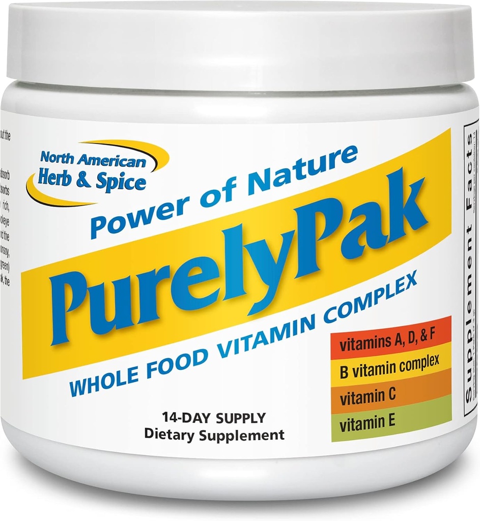 NORTH AMERICAN HERB & SPICE Purely Pak - Tüm Gıda Vitamini Tamam Planı - A, B Kompleksi, C, D, E & Omega 3-6-9 - kolayca Absorbable - Non-GMO - 14-Day Supply