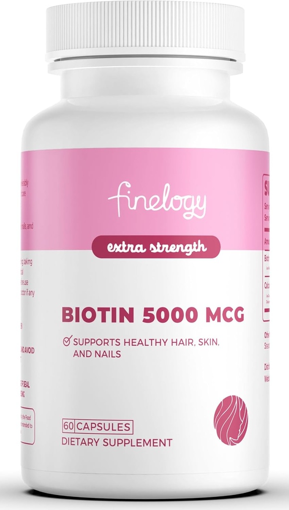 Ekstra Güçlü Biyotin 5000 MCG, Saç, Cilt, Nail & Bone Health, Non-GMO & Gluten-Free, High-Potency Biotin Supplement (2-Month Supply)