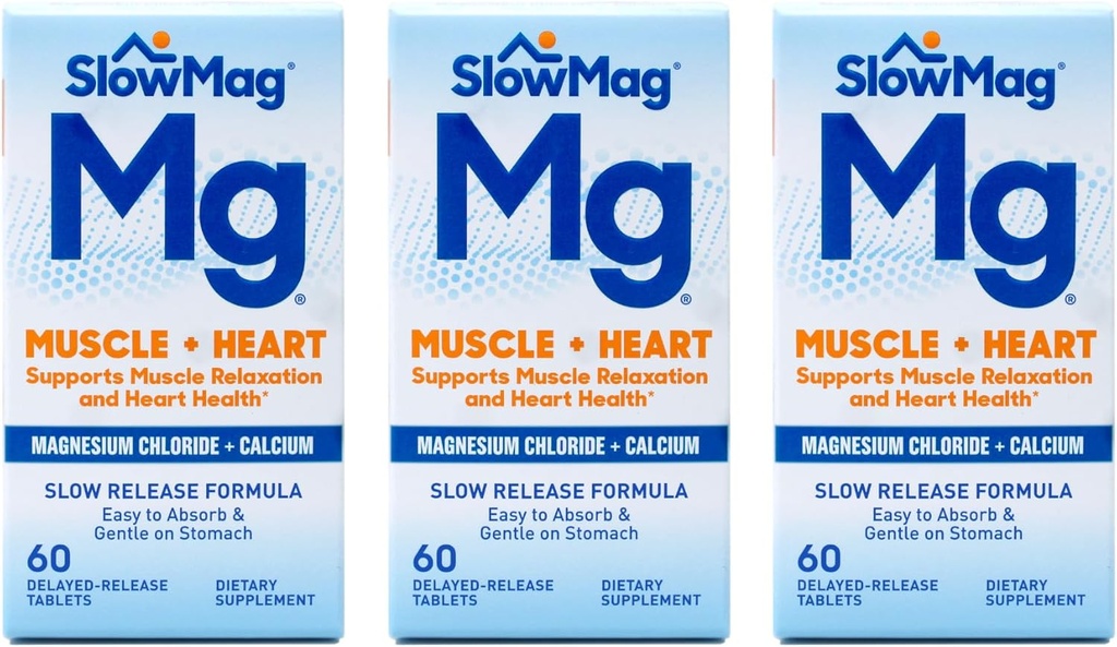 Slow Mag Magnezyum Klorid vedis, her biri 60 Tablet (Value Pack of 3)
