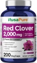 NusaPure Red Clover Capsules 2000mg per Veggie Caps | 200 Count | Trifolium Pratense | Non-GMO | Red Clover Blossom 20:1 Tamam