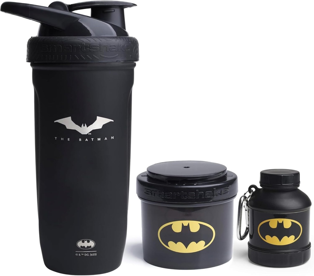 Smartshake DC Comics Sche – Batman Paslanmaz Çelik Protein Shaker 900 ml Funnel 110 ml ve Storage Containers 200 ml ile.