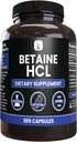 PURE ORIGINAL INGREDIENTS Betaine HCL (365 Capsules) Magnezyum Or Rice Fillers, Always Pure, Lab TY