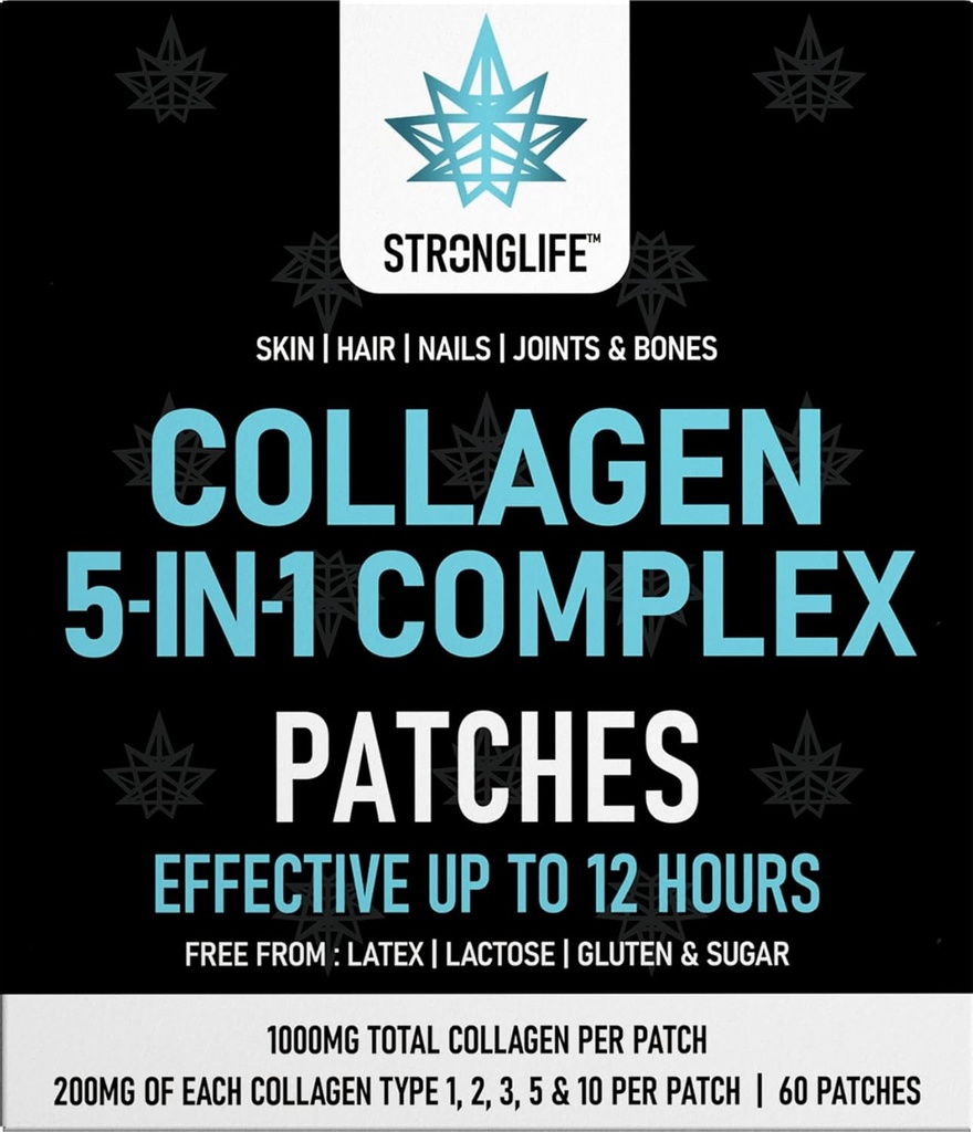 Collagen Kompleks Patches – Tip 1, 2, 3, 5 | 60 Transdermal Patches for Skin, Hair, Nails, and Joint Health | High Abxia, Alternative to Tozs and Capsules, Easy to apply, Long-Lasting