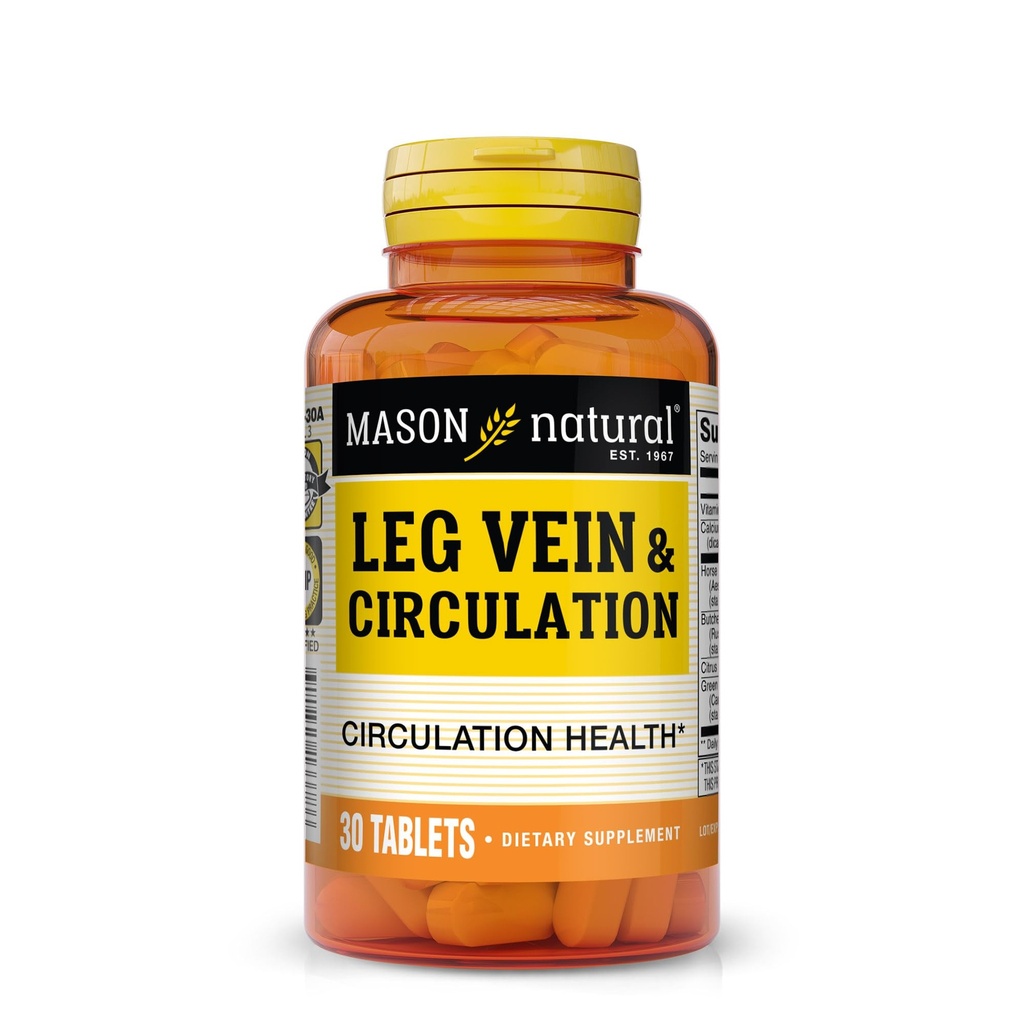 MASON NATURAL Leg Vein & Circulation, με βιταμίνη C, ασβέστιο, και πράσινο τσάι για την καθημερινή υποστήριξη κυκλοφορίας, 30 δισκία