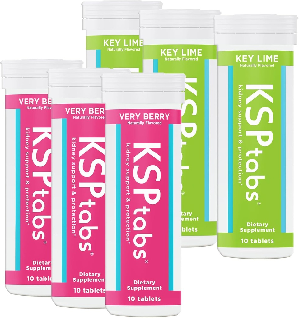 Berry & Lime All Natural Hydration & Kidney Health Supplement to Combat Calcium Oxalate Crystal Formation, Mixed Flavor-6 Pack