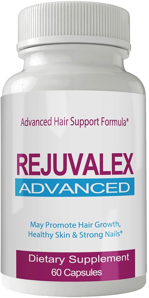Rejuvalex Advanced Hair Growth Formula - Unique Supplement with Vitamins and Minerals with Biotin - Gluten Free 60 Capsules - Hair Lash Skin and Nails Extra Strength Formula Growth Booste