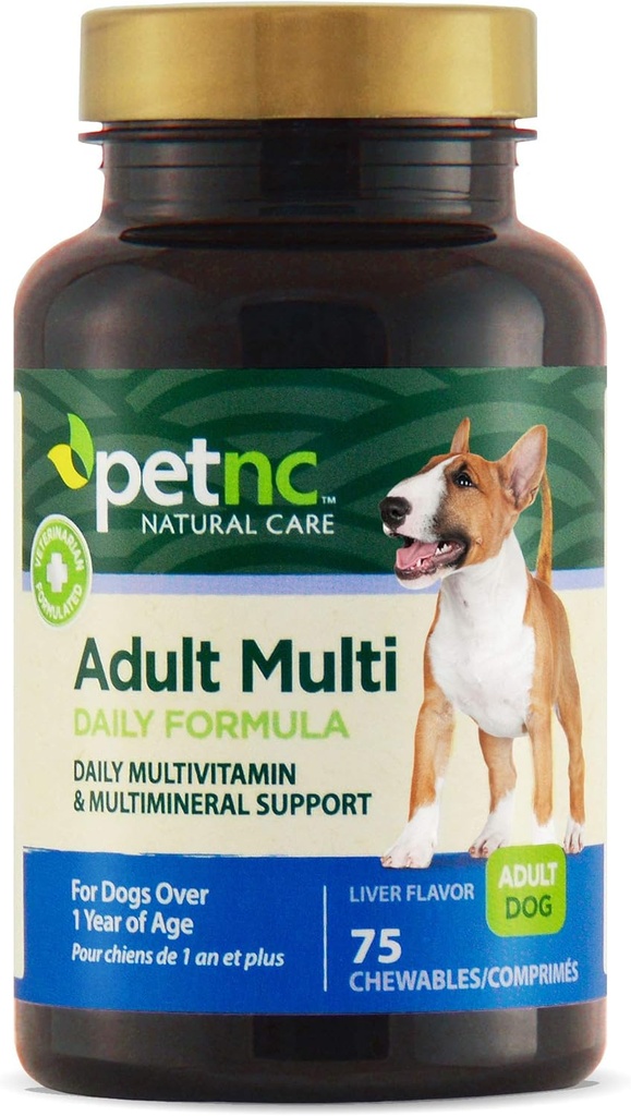 Petnc Natural Care Adult Multi Chewables (75 Kont), Daily Dog MultiVitamin & Multimineral Destek, çinko, Magnezyum & More, Supports General Health, For Dogs 1+ Yıl Canlı Flavor