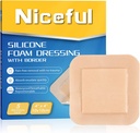 Silikon Köpük 4"x4", Su geçirmez Silikon Bantları, Yüksek Absorbency Bed Sore Bandages Yara Bakımı Giyinme (2.5"X2.5) Pad, 5 Packs, FSA HSA Electable