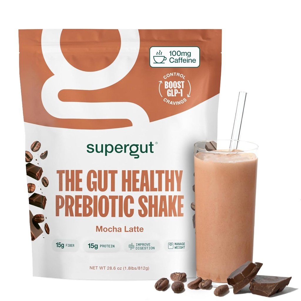 Supergut Prebiyotik Shakes | Meal Change | Boost GLP-1 | Yüksek Protein ve Fiber | Eklenmedi Şeker | Keto Yiyecek, Meal, Snack (Mocha Latte, 14 hizmet)