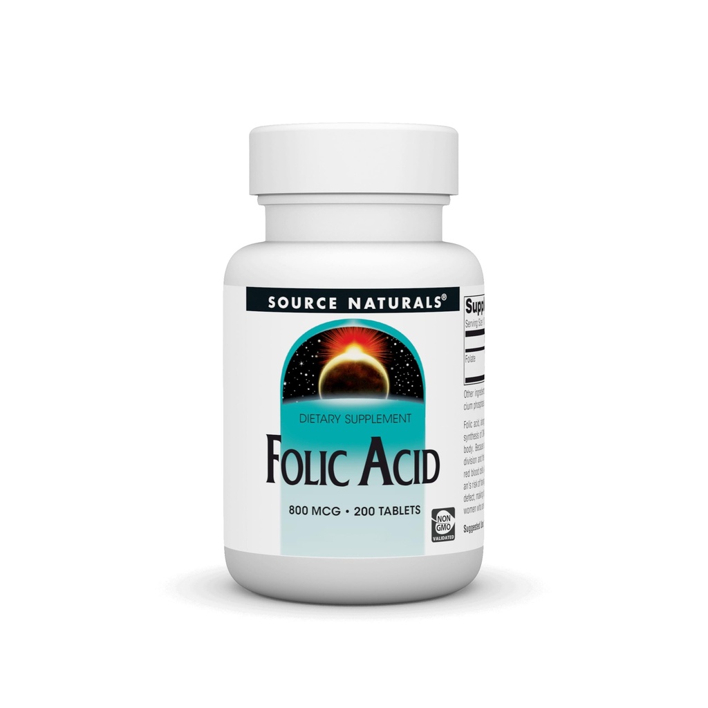 Source Naturals Folic Acid 800 Mcg Tablet, 200 Kont