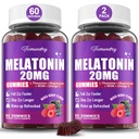 Melatonin Gummies 20 mg for Yetişkinler - L-Theanine, Magnezyum, Omega-3, MSM, D3 & çinko - Non-Habit Form, Vegan, GMO, Natural Karma Berry Flavor