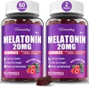 Melatonin Gummies 20mg for Adults - Maximum Strength Melatonin Gummies with L-Theanine, Magnesium, Omega-3, MSM, D3 & Zinc - Non-Habit Forming, Vegan, Non GMO, Natural Mixed Berry Flavor