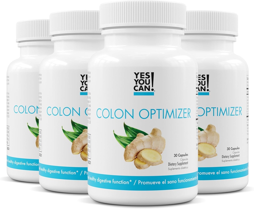 Ναι Μπορείς! Probiotics Colon Optimizer Supplement - Gut Health and Stumach Supplement για άνδρες και γυναίκες, Βιολογικά Προβιοτικά με Ginger και Peppermint για Digestive Health, 30 Κάψουλες - 4 Συσκευασία