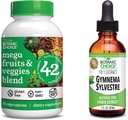 Βοτανική επιλογή Mega Fruits and Veggies Blend (60 κάψουλες) + Gymnema Sylvestre Extract (1 fl oz) Bundle - ενεργειακό ισοζύγιο & συμπλήρωμα τροφίμων