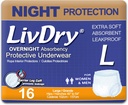 LivDry Adult Diapers Μεγάλη Ακράτεια Εσώρουχα, Διανυκτέρευση, Διαρροή Προστασία, 16-Pack