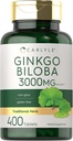 Carlyle Ginkgo Biloba 3000 mg | 400 Tabletler | Non-GMO, Gluten Free Herbal Supplement Supplement Supplement
