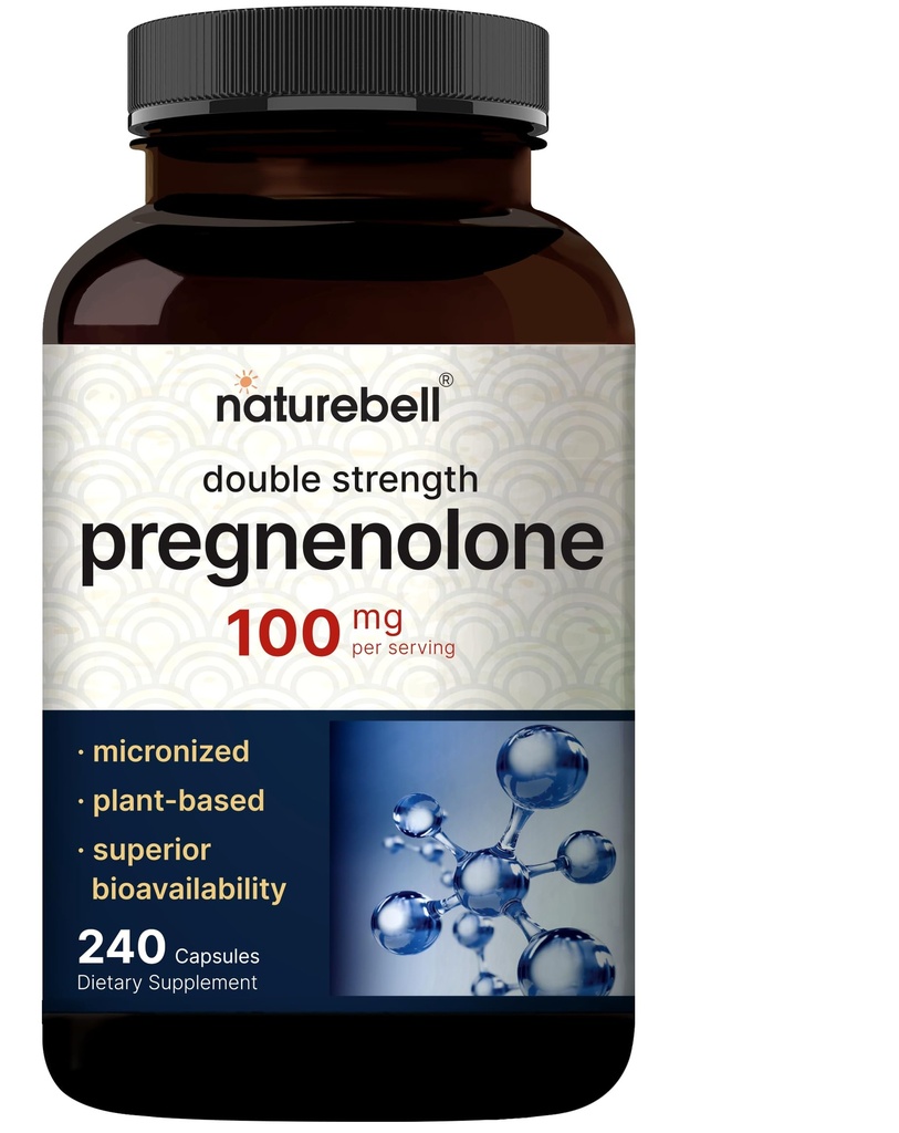 Pregnenolone 100 mg, 240 Capsules |% 99, Micronized Grade for Higher Abors, Plantive – Natural Precursor, Brain, & Immune Health Supplement – Non-GMO, Soy Free
