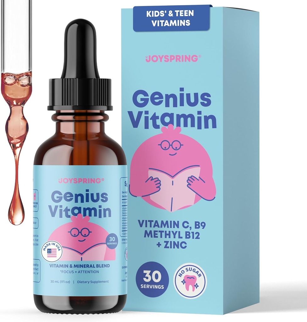 JoySpring Kids B Kompleksi | Vitamin B Kompleksi B Kompleks Sıvı Ölmüş, çinko & Vitamin C | Genel Wellness (1 f oz) 30 Hizmetler