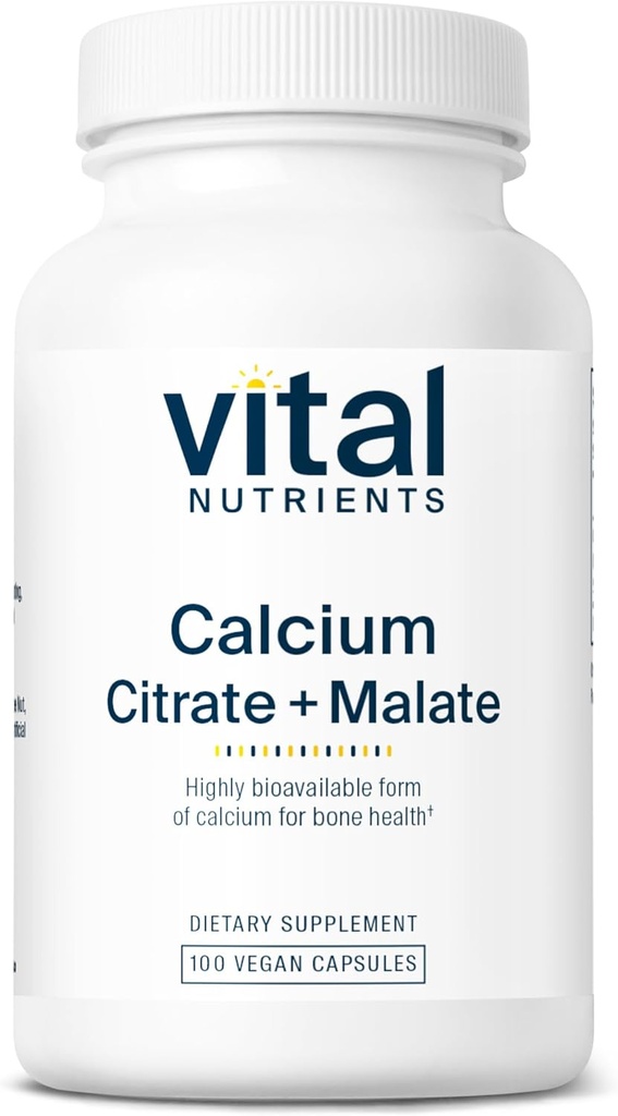 Vital Nutrientsuba Citrate ve Malate Kompleksi 150 mg | Vegan Tamam | Bone Strength, Muscle and Cardiovascular Health* | Gluten, Süt ve Soy Free | 100 Capsules