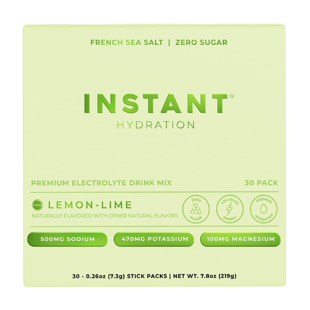Άμεσης Ενυδάτωσης Ηλεκτρολύτες Powder Packets - Lemon Lime Drink Mix - Zero Sugar - Keto, Vegan, Gluten-free, Non-GMO - Boost Recovery, Brain Health, Muscle & Tissue Support - 30 Sticks