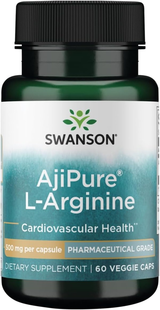 Swanson Amino Asit Ajipure L-Arginine Farm Grade 500 Milligram 60 Veg Capsules