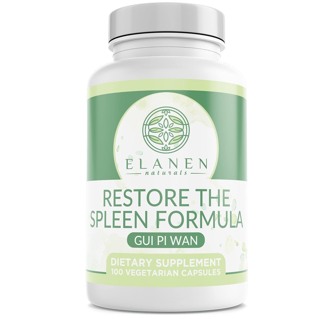 Elanen Naturals GUI Pi Wan, 3rd Parti Test Edildi, GUI Pi Tang, Spleen Formula'i Kalp, Spleen ve Zihin, 100 Sebze Capsules
