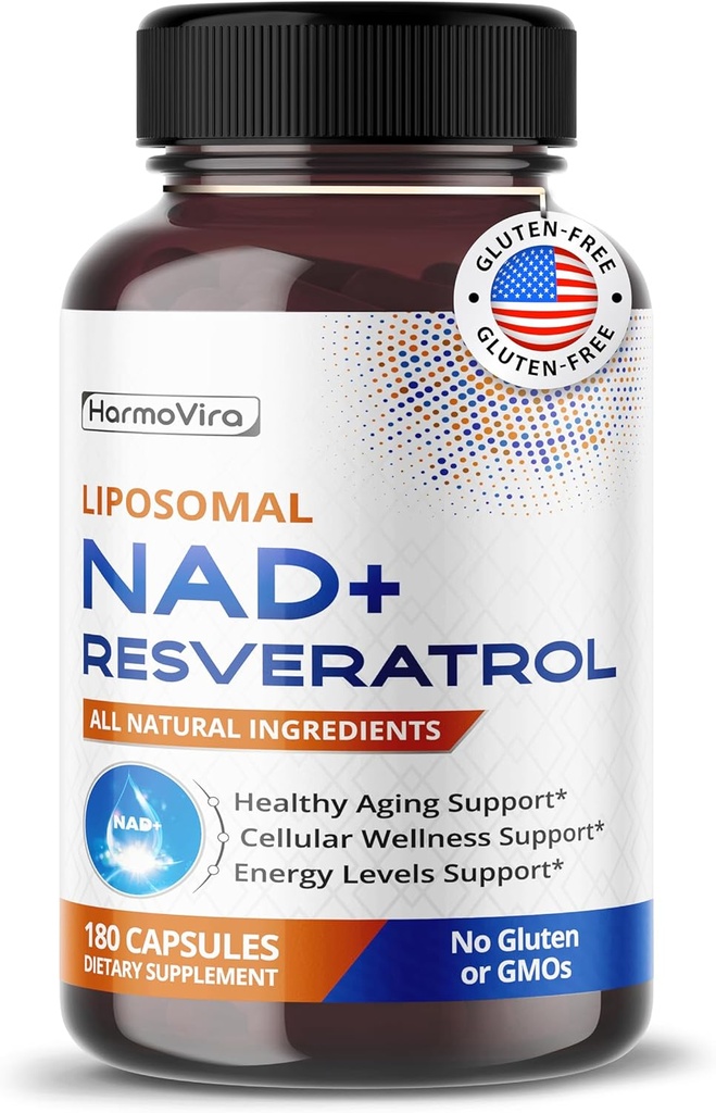 Λιποσωμική NAD+ 600mg με ρεσβερατρόλη 200mg για Κυτταρική Ενέργεια & Υγιεινή Γήρανση – 180 κάψουλες – Vegan, μη ΓΤΟ, USA Made