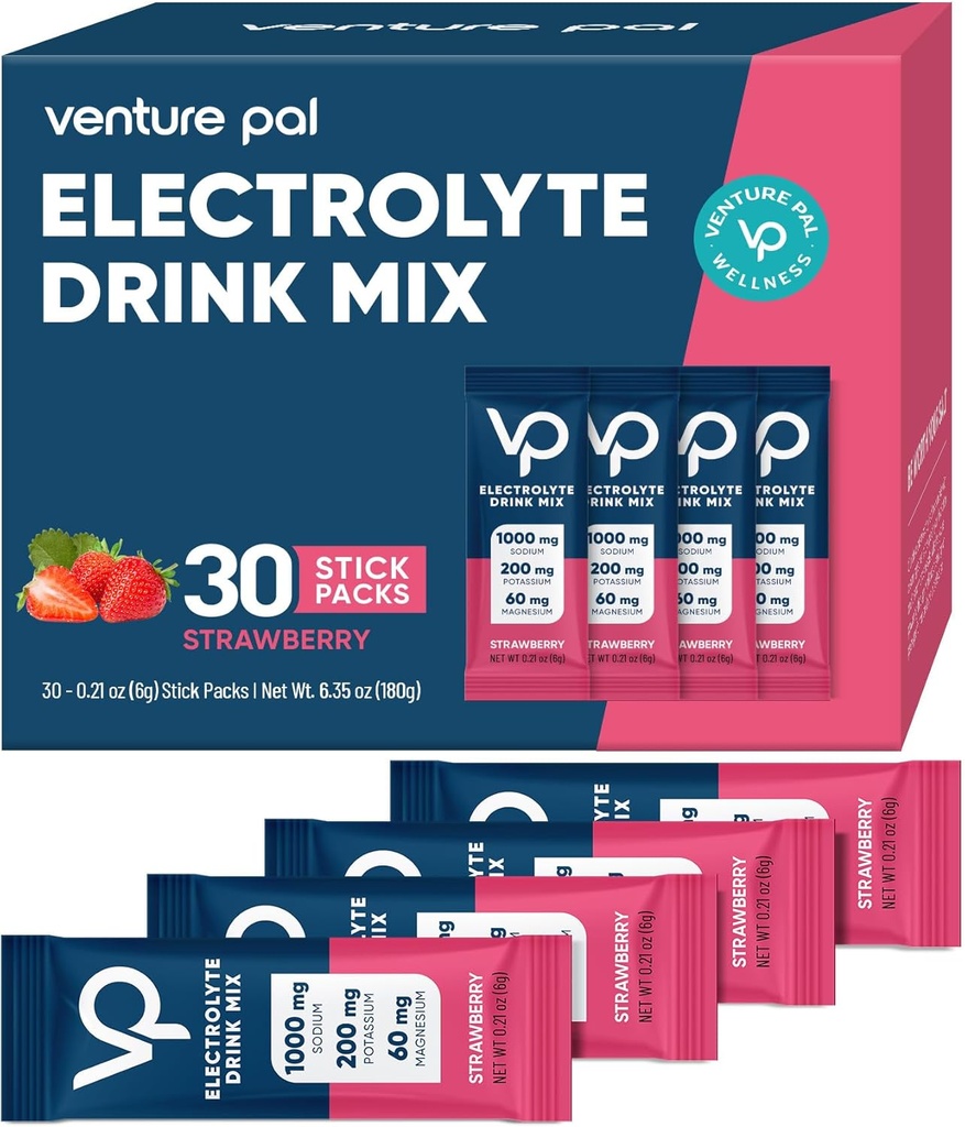 Venture Pal High sodyum Sugar Free Electrolytes Toz Packet - Hydration Packets with Vitamin, sodyum & P properties | Zero Calories | Vegan, Keto & Paleo Friendly Electrolyte Drink Mix - 30 Sticks