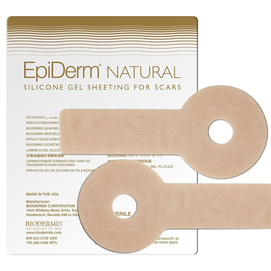 EpiDerm Isopexy Silikon Scar Sheets - Reusable, Washable & Priizable Meme Azımı & Post Op Meme Cerrahisi Essentials - Lollipop Şekil Profesyonel Sınıf Yarası - Doğal, 1 Pair