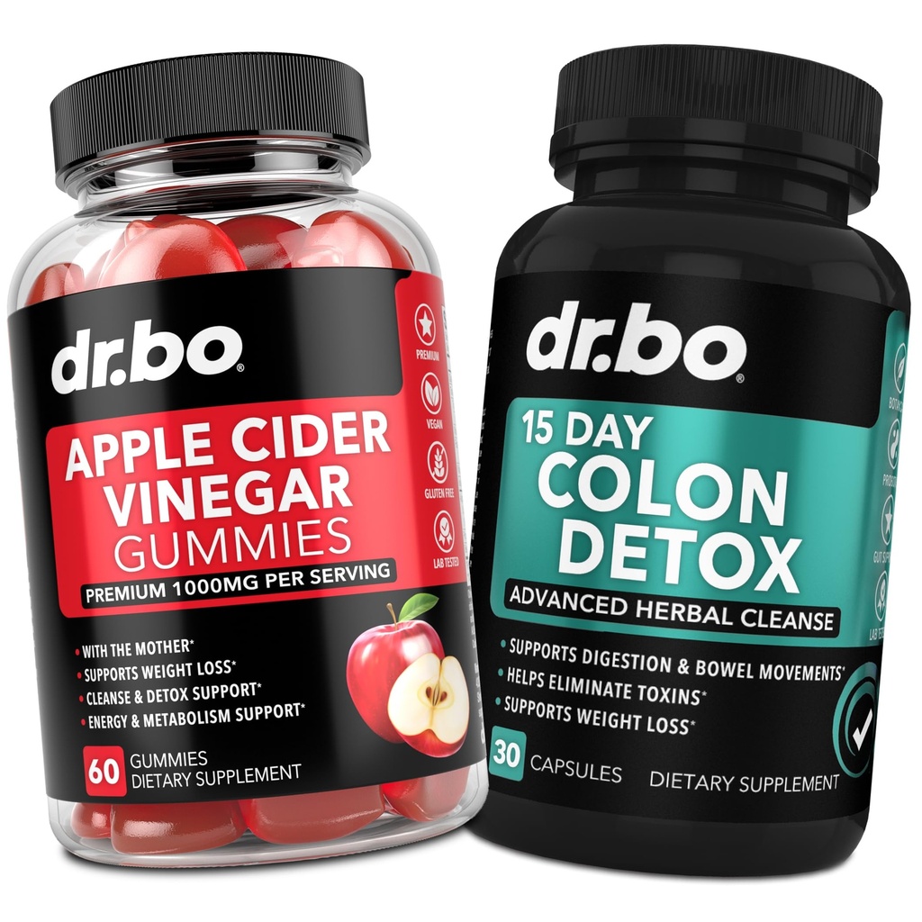 ACV Gummies & Colon Cleanser Detox - 1000MG Apple Cider Vinegar Gummies & 15 Gün Koloni Digestion & Gut Health - Hızlı Doğal Probiyotik Laxative Pills for Bowel Movement Supplements